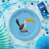 Funny gelb schnabeliger Hornbill personalisierter Pappteller (Party)