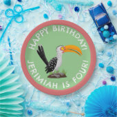 Funny gelb schnabeliger Hornbill personalisierter Pappteller (Party)