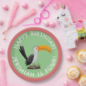 Funny gelb schnabeliger Hornbill personalisierter Pappteller (Party)