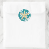 Funny gelb spitzer Starfish mit einem Spiegel Runder Aufkleber (Tasche)