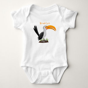 Funny Gelb Tannenvogel Safari Cartoon Baby Strampler