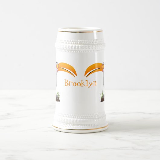 Funny Gelb Tannenvogel Safari Cartoon Bierglas (Mittel)