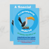 Funny Gelb Tannenvogel Safari Cartoon Einladung (Vorne/Hinten)