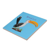 Funny Gelb Tannenvogel Safari Cartoon Fliese (Seite)