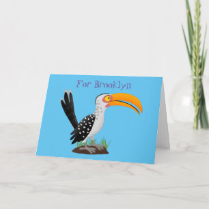 Funny Gelb Tannenvogel Safari Cartoon Karte
