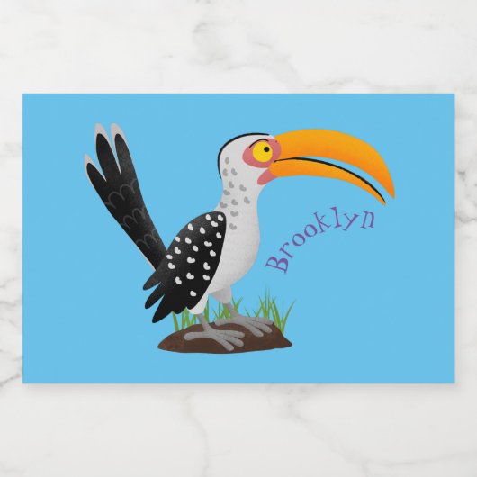 Funny Gelb Tannenvogel Safari Cartoon Lebensmitteletikett (Einzelnes Label)