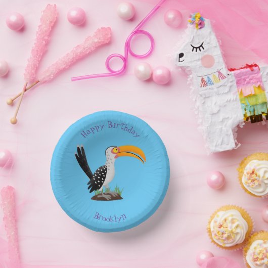 Funny Gelb Tannenvogel Safari Cartoon Pappteller (Party)