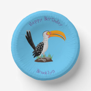 Funny Gelb Tannenvogel Safari Cartoon Pappteller