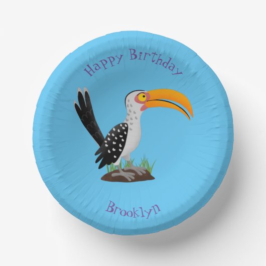 Funny Gelb Tannenvogel Safari Cartoon Pappteller (Vorderseite)