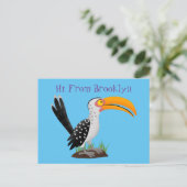 Funny Gelb Tannenvogel Safari Cartoon Postkarte (Stehend Vorderseite)