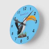 Funny Gelb Tannenvogel Safari Cartoon Runde Wanduhr (Winkel)