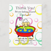 Funny Gelbe Labrador Cartoon Pet Salon Postkarte (Vorderseite)