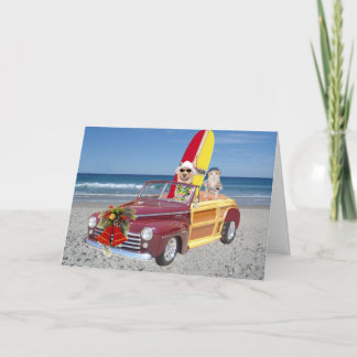 Funny Gelbe Labrador & Cat Surfer Weihnachten