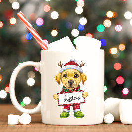 Funny Gelbe Labrador Elf Weihnachts-Tasse Kaffeetasse