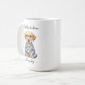 Funny Gelbe Labrador in Pajamas Kaffeezubereitung Kaffeetasse (Vorderseite Links)