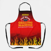 Funny Gemein Grilling Machine mit Name und Flamme Schürze (Vorderseite)