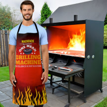 Funny Gemein Grilling Machine mit Name und Flamme