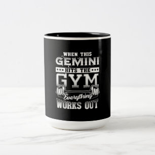 Funny Gemini Gym Workout Design Zweifarbige Tasse