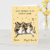 Funny Gemini Karte Zodiac Cat Star Sternzeichen Ho (Gelbe Blume)