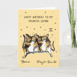 Funny Gemini Karte Zodiac Cat Star Sternzeichen Ho