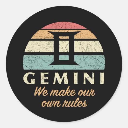 Funny Gemini Zodiac Rules Runder Aufkleber (Vorderseite)