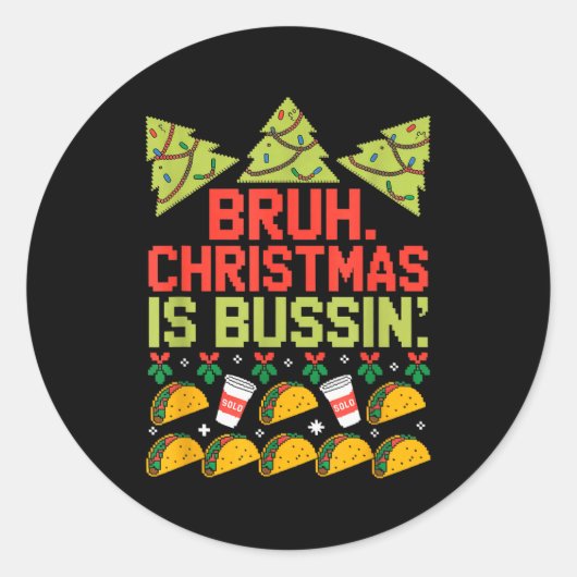 Funny Gen Alpha Gen Z Slang Funny Christmas Sweate Runder Aufkleber (Vorderseite)