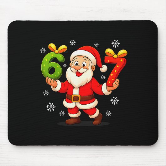 Funny Gen Alpha Slang 6 7 Christmas Santa Six Seve Mousepad (Vorne)