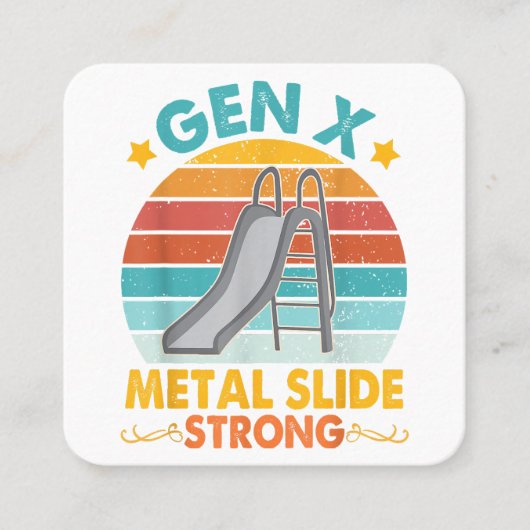 Funny Gen X Generation Sarcasm Gen X Metal Slide A Quadratische Visitenkarte (Vorderseite)