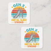 Funny Gen X Generation Sarcasm Gen X Metal Slide A Quadratische Visitenkarte (Vorne/Hinten)