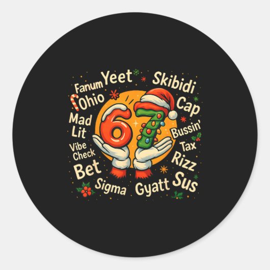 Funny Gen Z Christmas 67 Meme Holiday Trendy  Runder Aufkleber (Vorderseite)