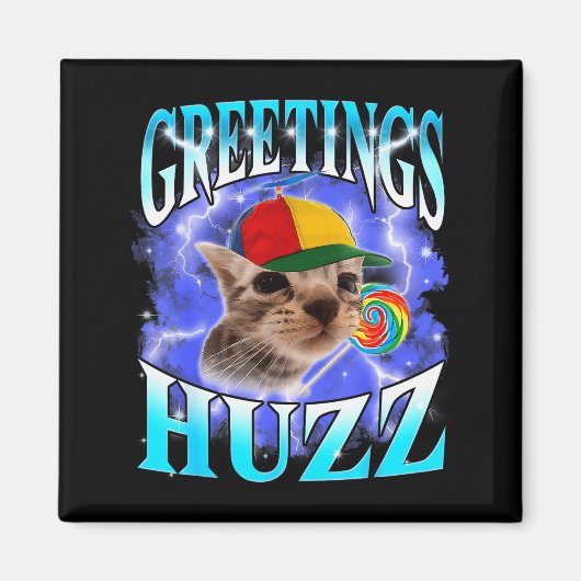 Funny Gen Z Gen Alpha Slang Cat Meme Greetings Huz Magnet (Vorne)
