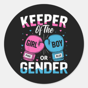 Funny Gender Reveal Party Keeper of Gender Boxing Runder Aufkleber
