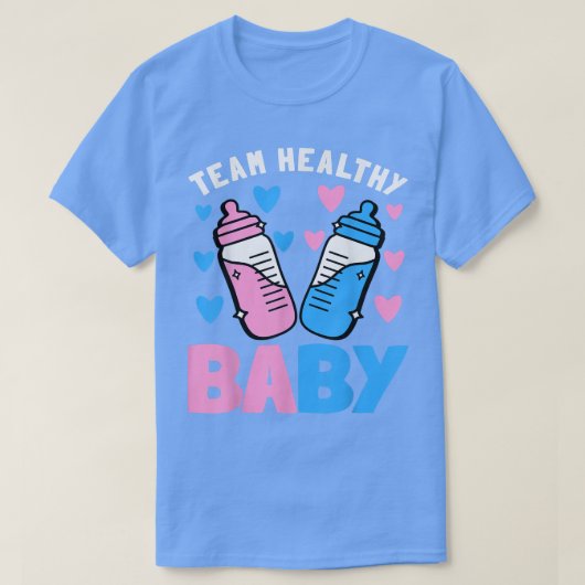 Funny Gender Reveal Party Team Healthy Baby Shower T-Shirt (Design vorne)