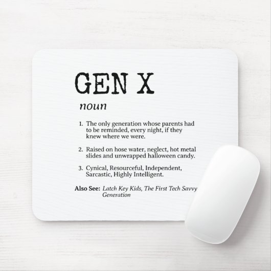 Funny Generation X Definition Black Topography Mousepad (Mit Mouse)