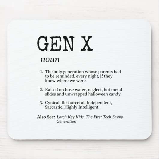 Funny Generation X Definition Black Topography Mousepad (Vorne)