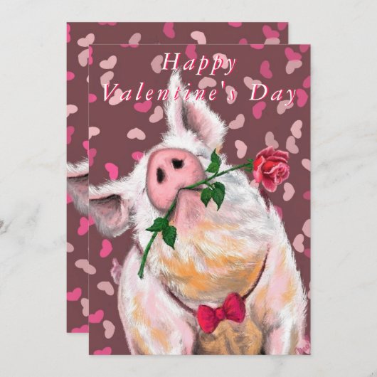 Funny Gentleman Pig Valentine's Day Card (Vorne/Hinten)