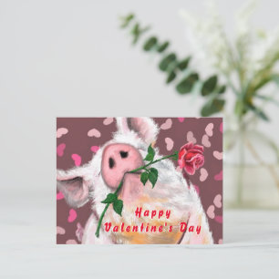 Funny Gentleman Pig Valentine's Day Card Postkarte
