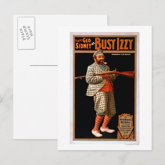 Funny Geo. Sidney as beschäftigt Izzy Theater Post Postkarte (Vorne/Hinten)