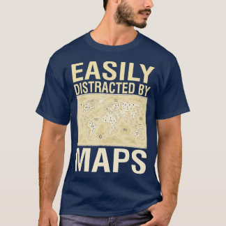 Funny Geography Lehrer leicht von Karten abgelenkt T-Shirt