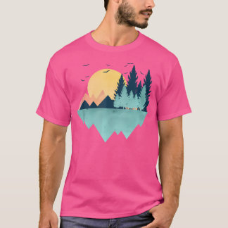 Funny Geometric Mountain Abstrakt Geometry Außenbe T-Shirt