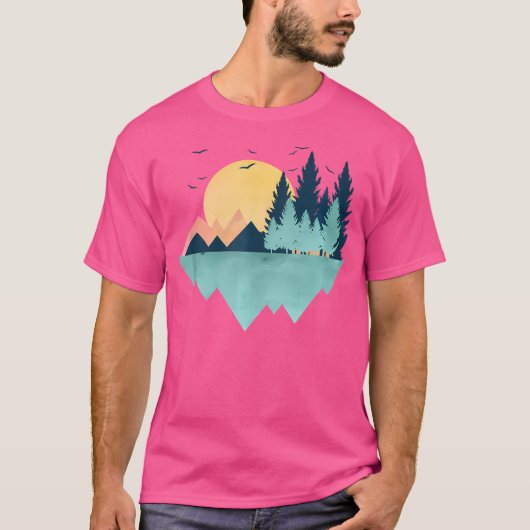 Funny Geometric Mountain Abstrakt Geometry Außenbe T-Shirt (Vorderseite)