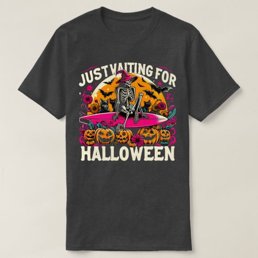 Funny gerade Gewartet Halloween Skeleton Spooky V T-Shirt (Design vorne)