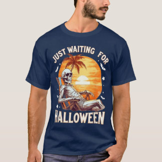 Funny gerade Gewartet Halloween Skeleton Spooky V T-Shirt