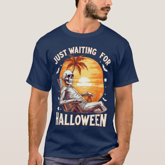 Funny gerade Gewartet Halloween Skeleton Spooky V T-Shirt (Vorderseite)