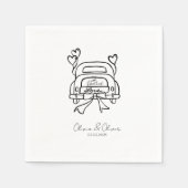 Funny gerade verheiratet Auto Brauch Hochzeit Serviette (Vorderseite)