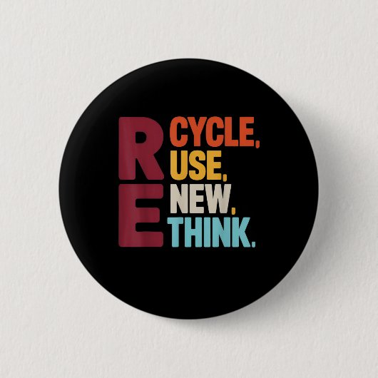 Funny Gerecycelt Wiederverwendung Erneute denken E Button (Vorderseite)