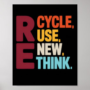 Funny Gerecycelt Wiederverwendung Erneute denken E Poster