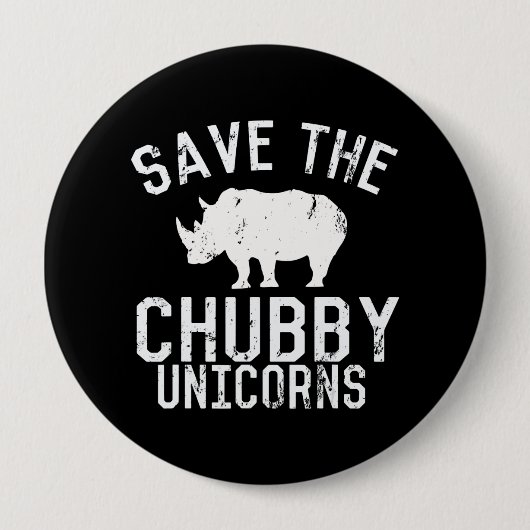 Funny Gerettet Chubby Unicorns Fat Rhino Button (Vorderseite)