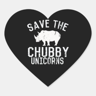 Funny Gerettet Chubby Unicorns Fat Rhino Herz-Aufkleber