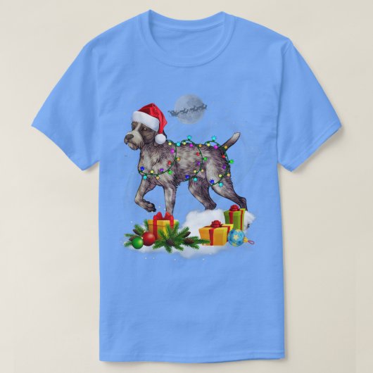 Funny German Drahthaar Pointer Dog Christmas Ligh T-Shirt (Design vorne)